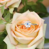 Rose ring a blue sapphire in sterling silver
