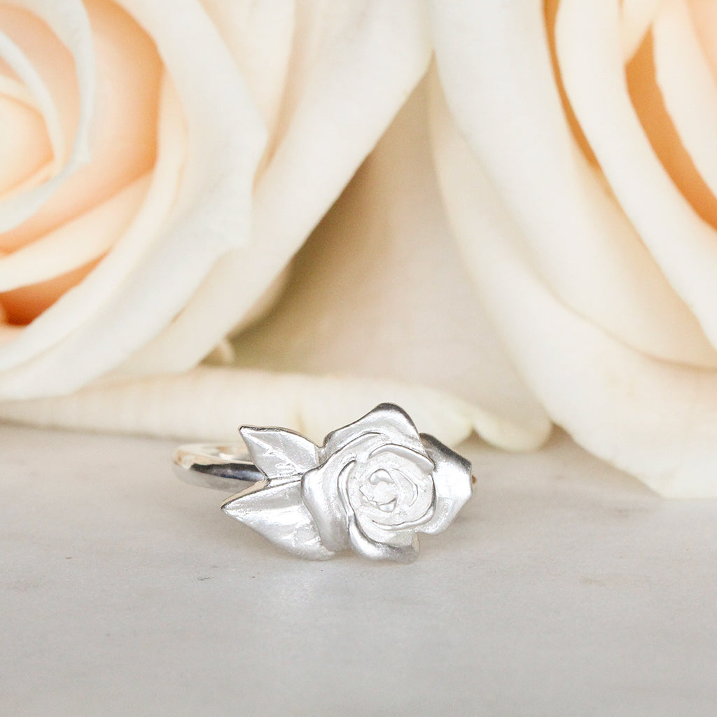 silver rose ring