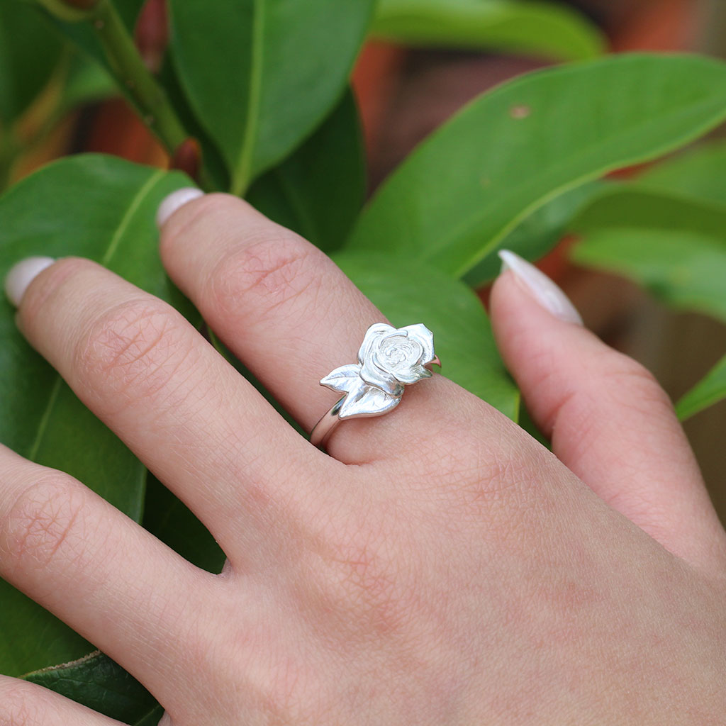 Sterling silver rose ring