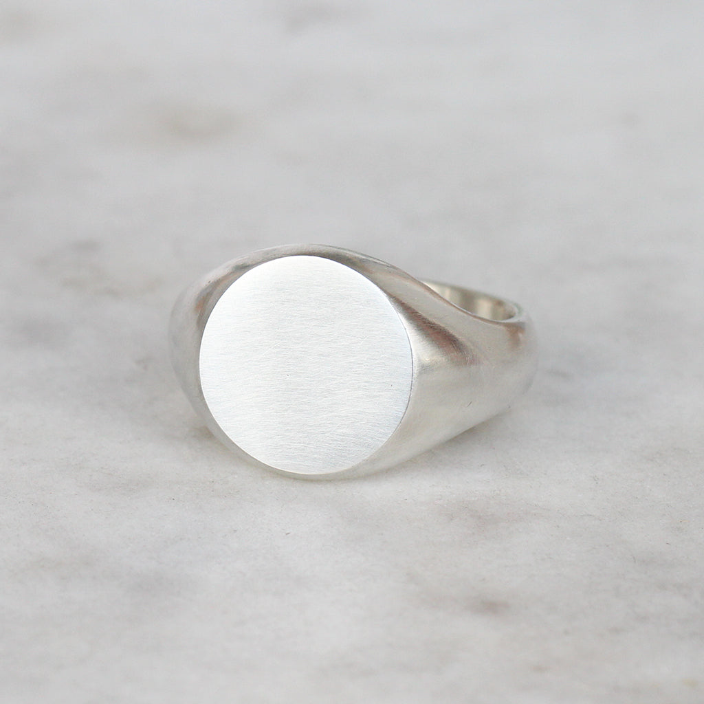 round signet ring sterling silver