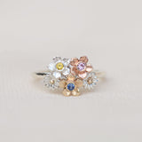 Multicolored gemstone floral ring