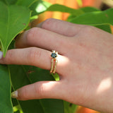 Green sapphire twig engagement ring wedding ring