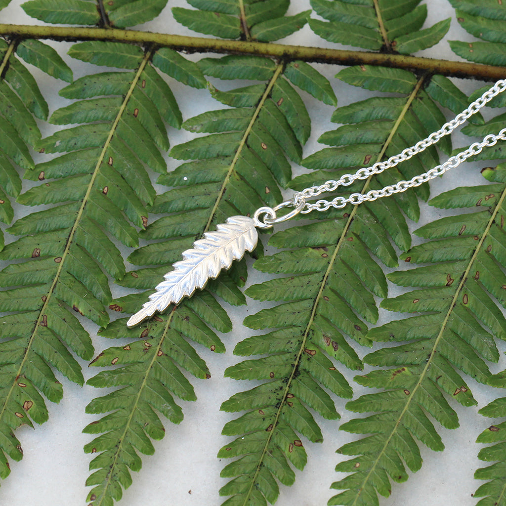 Silver fern necklace in sterling silver