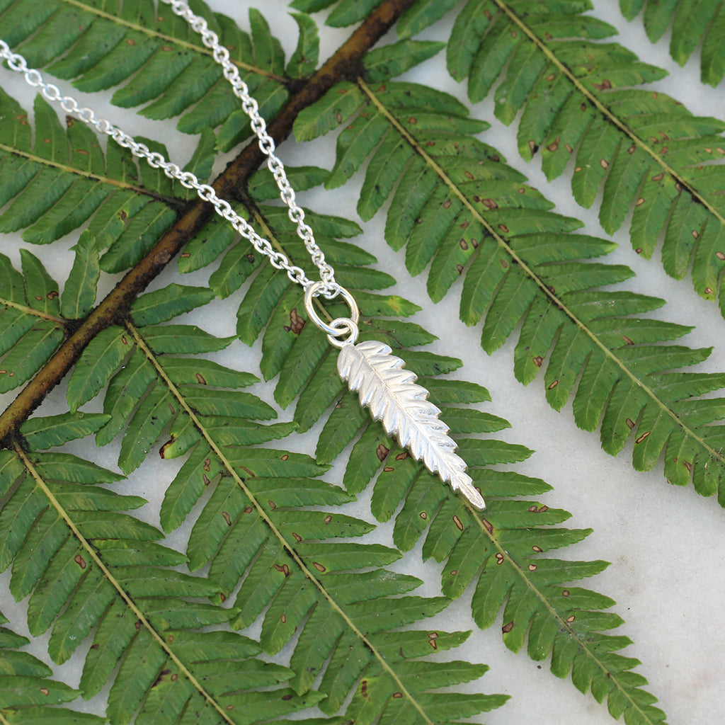Silver fern necklace in sterling silver