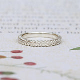 Silver fern wedding ring in 9ct white gold