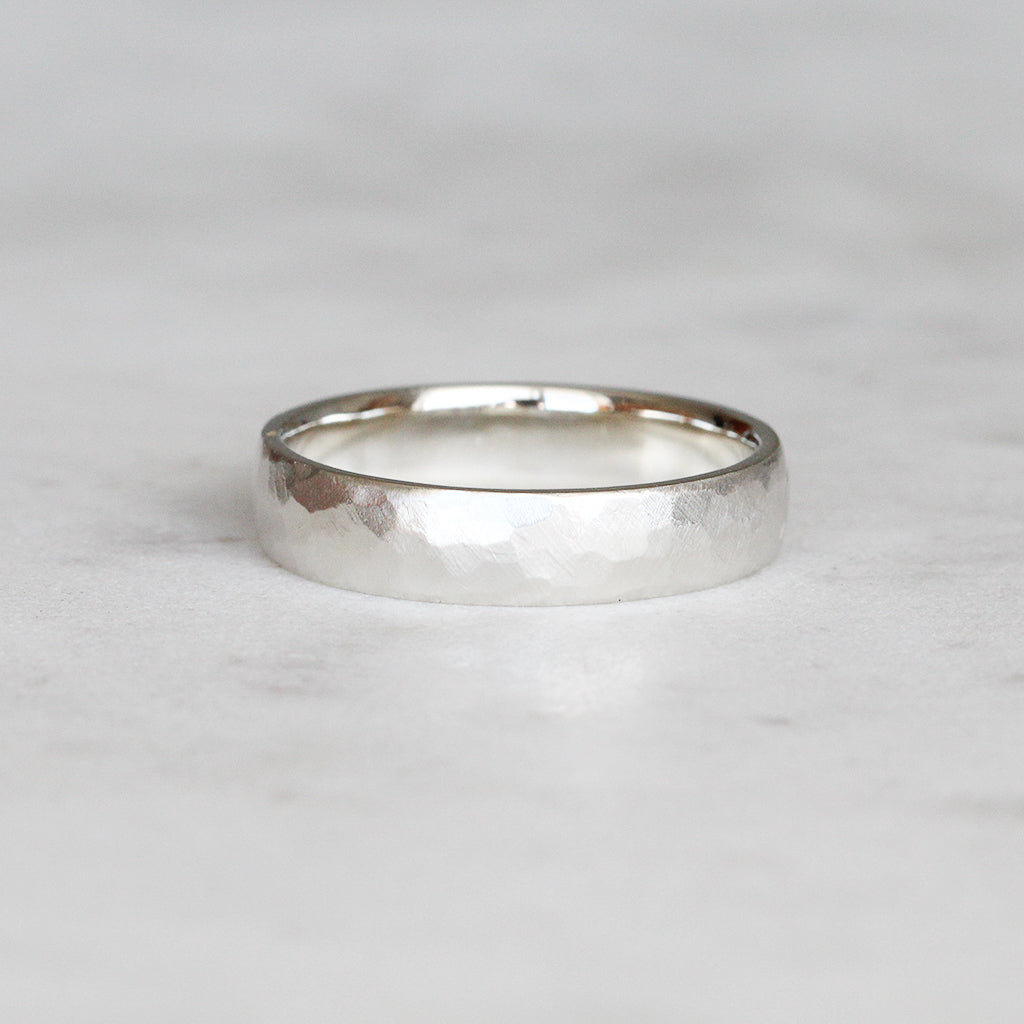 hammered ring white gold