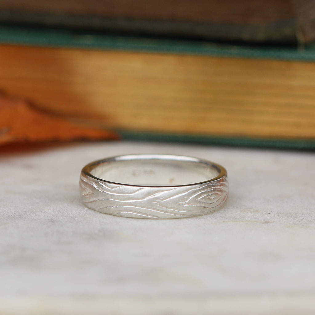 Wide tree men's wedding ring
