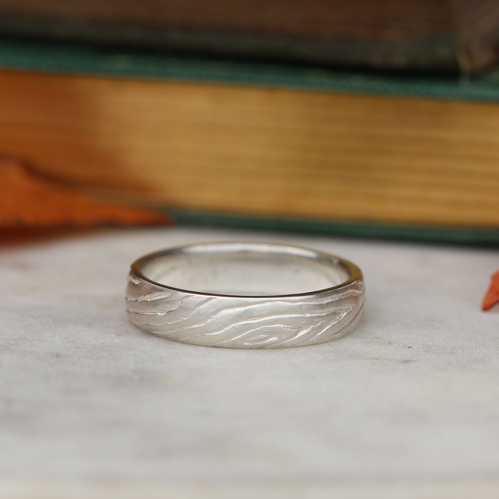 Wide tree men's wedding band