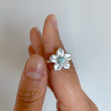 forget me not ring with a blue aquamarine gemstone