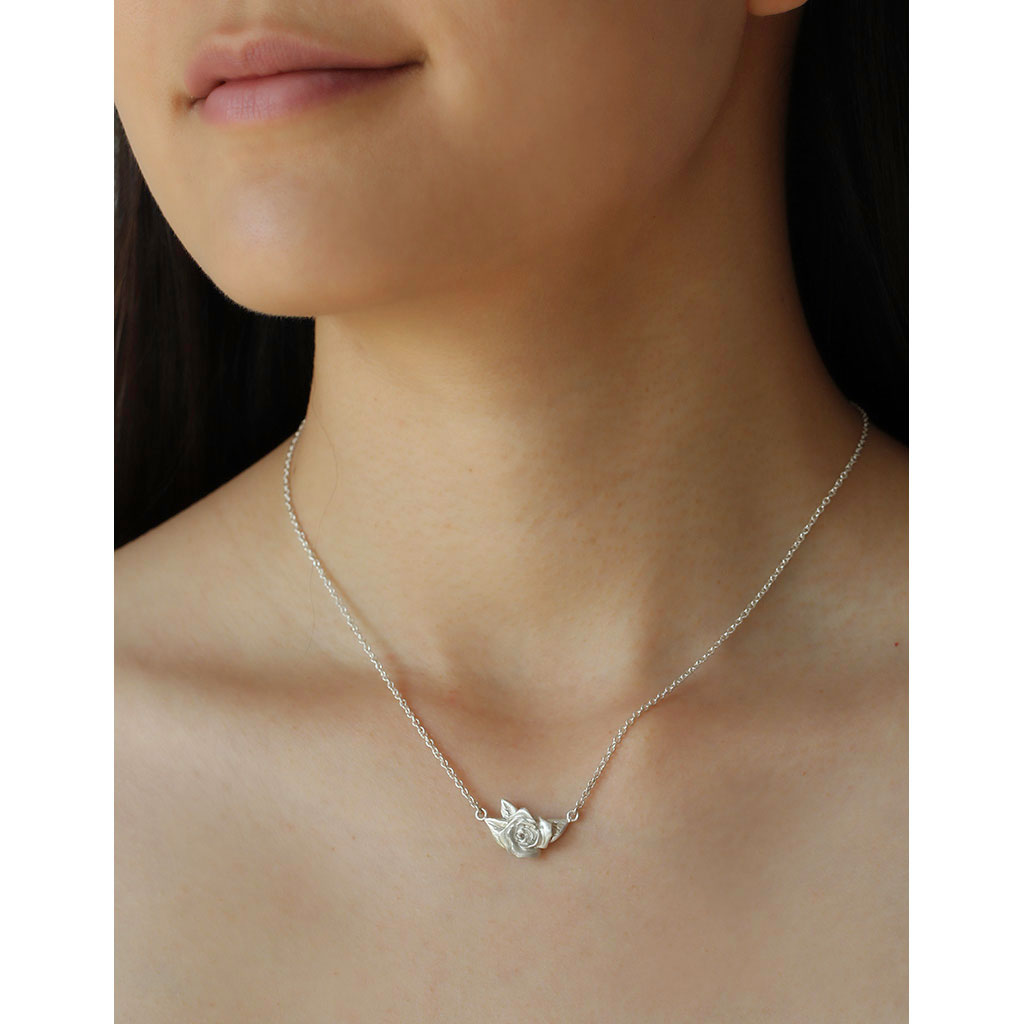 rose necklace silver