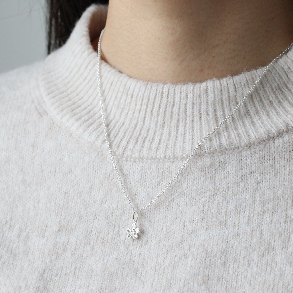 silver cherry blossom necklace