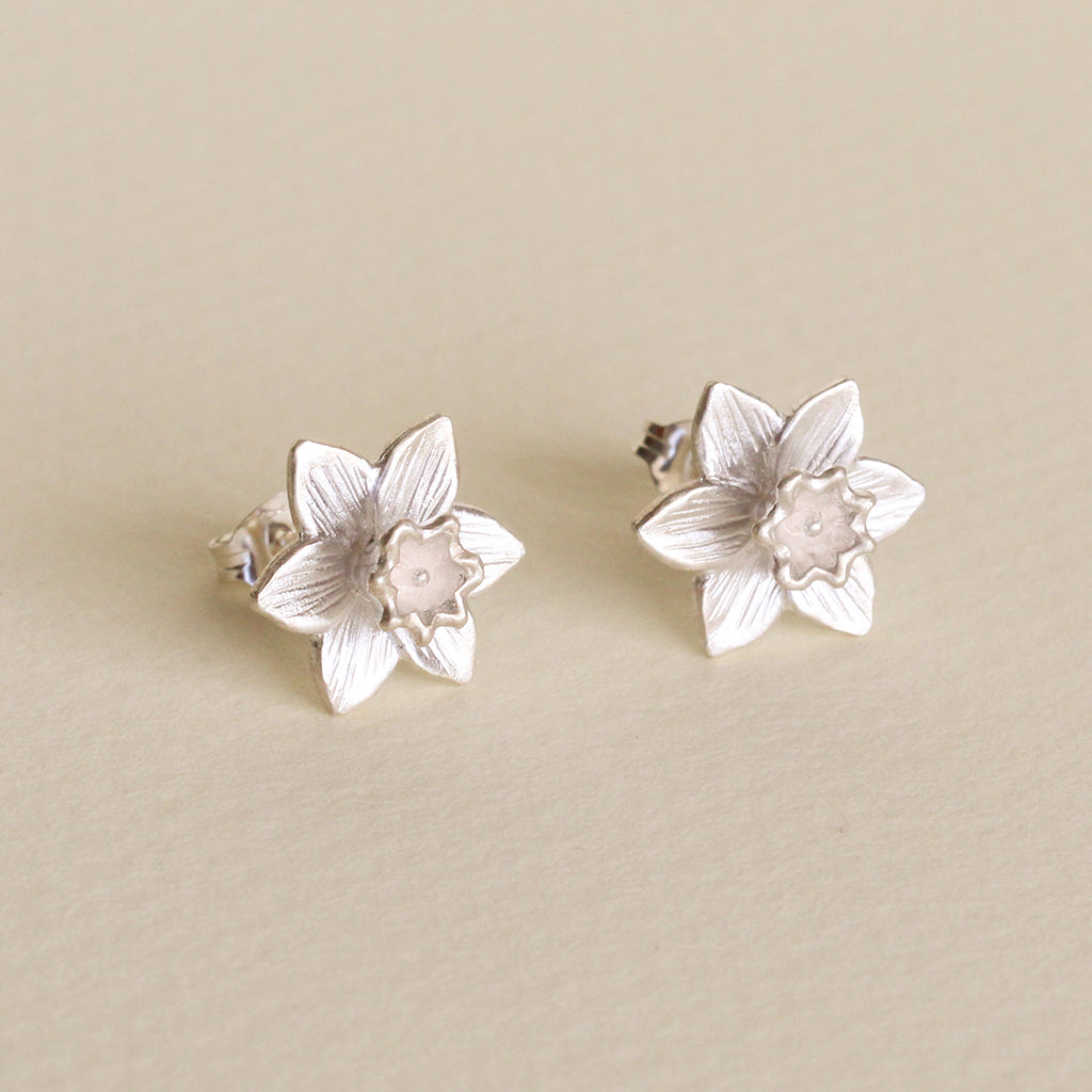daffodil earrings in sterling silver