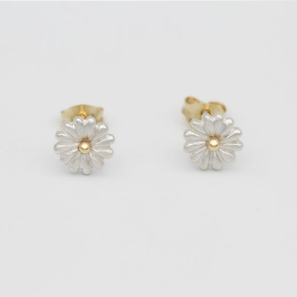 daisy earrings in gold and silver