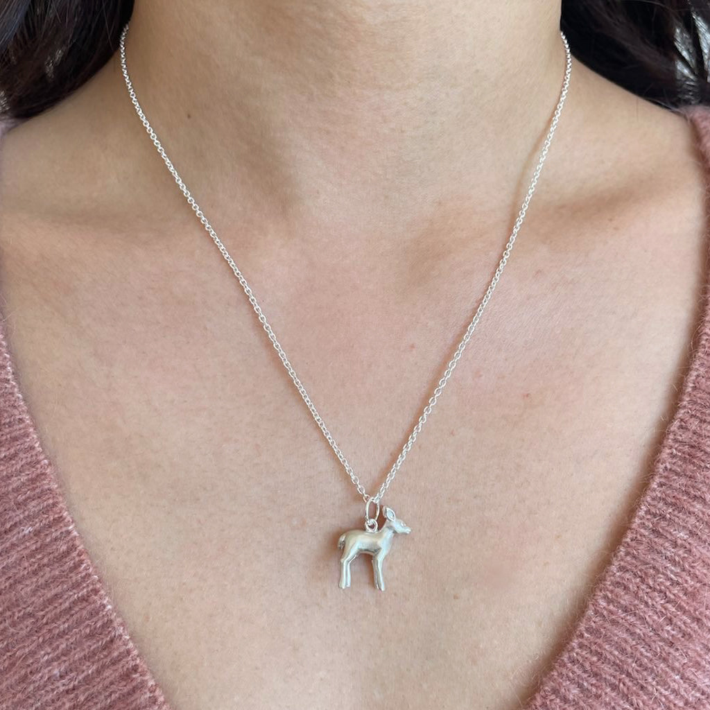 deer necklace silver