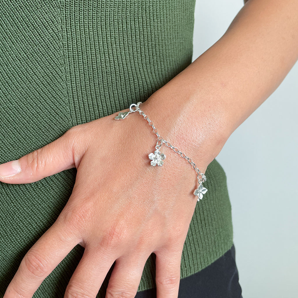 small flower bracelet sterling silver