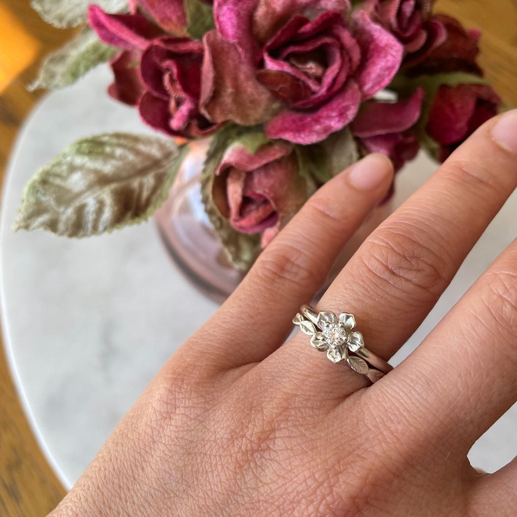 floral bridal ring set