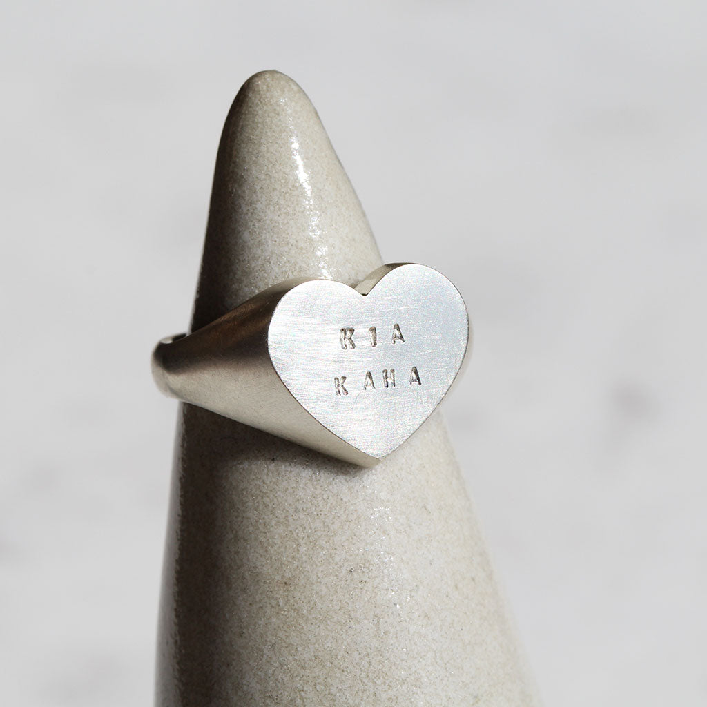 Kia Kaha heart signet ring