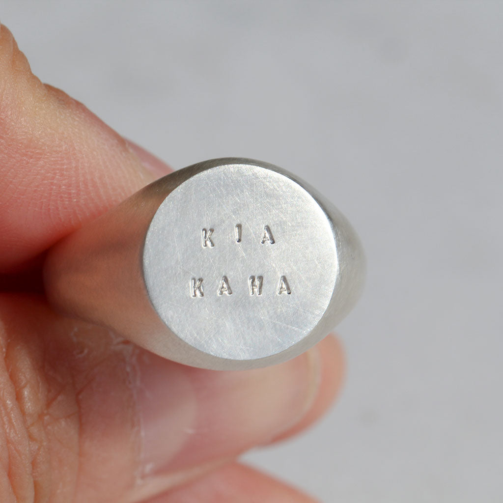 kia kaha signet ring in silver