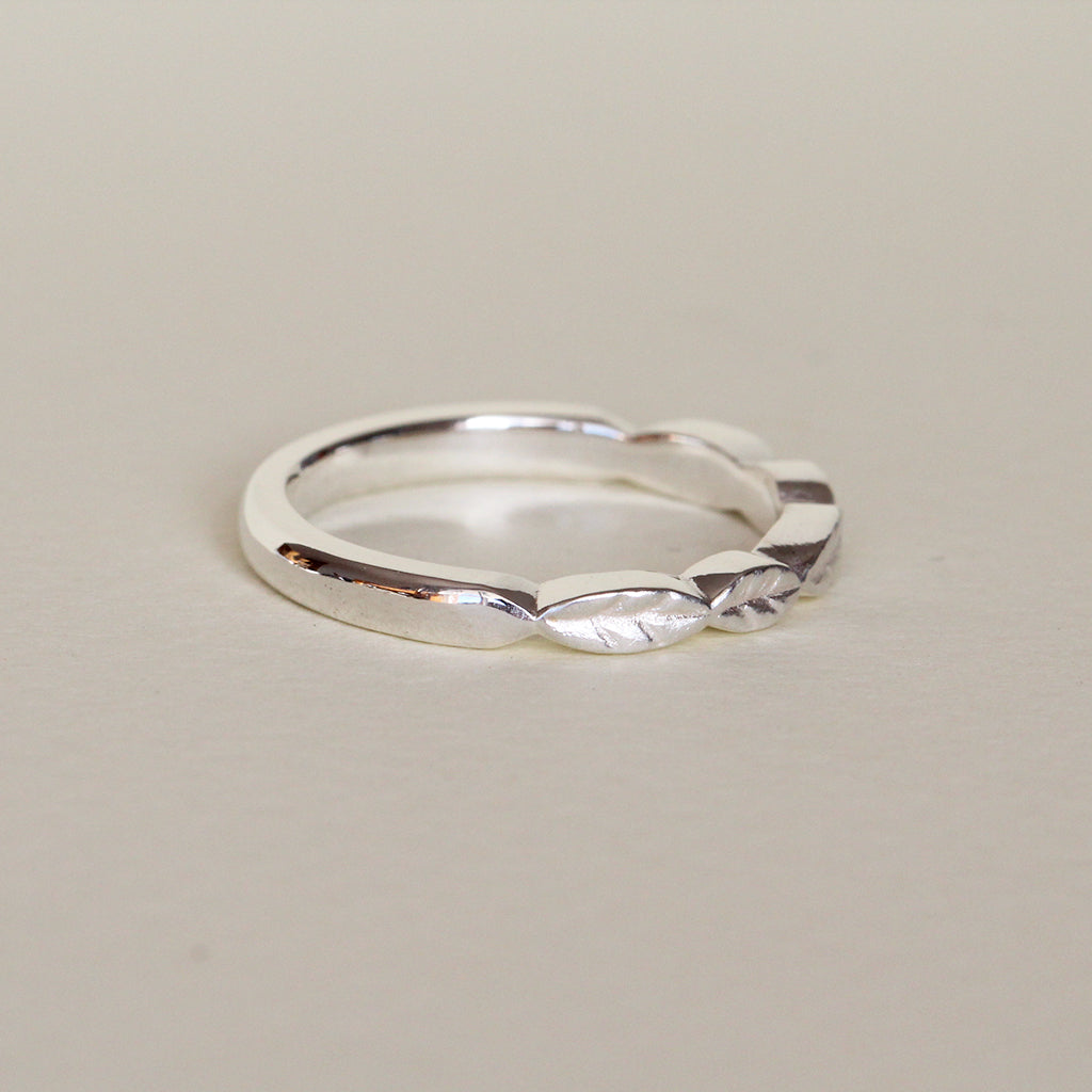 leaf silver ring