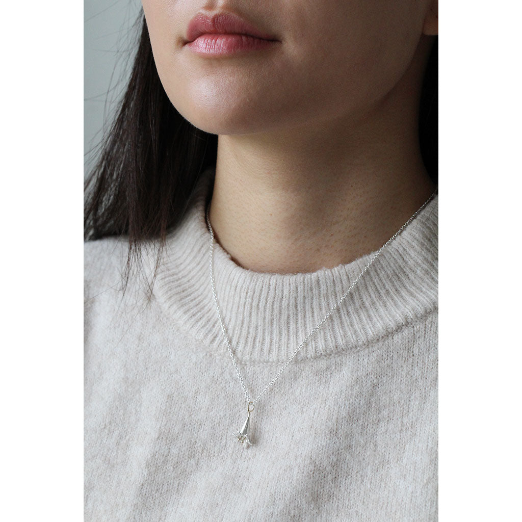 lily necklace in silver and gold