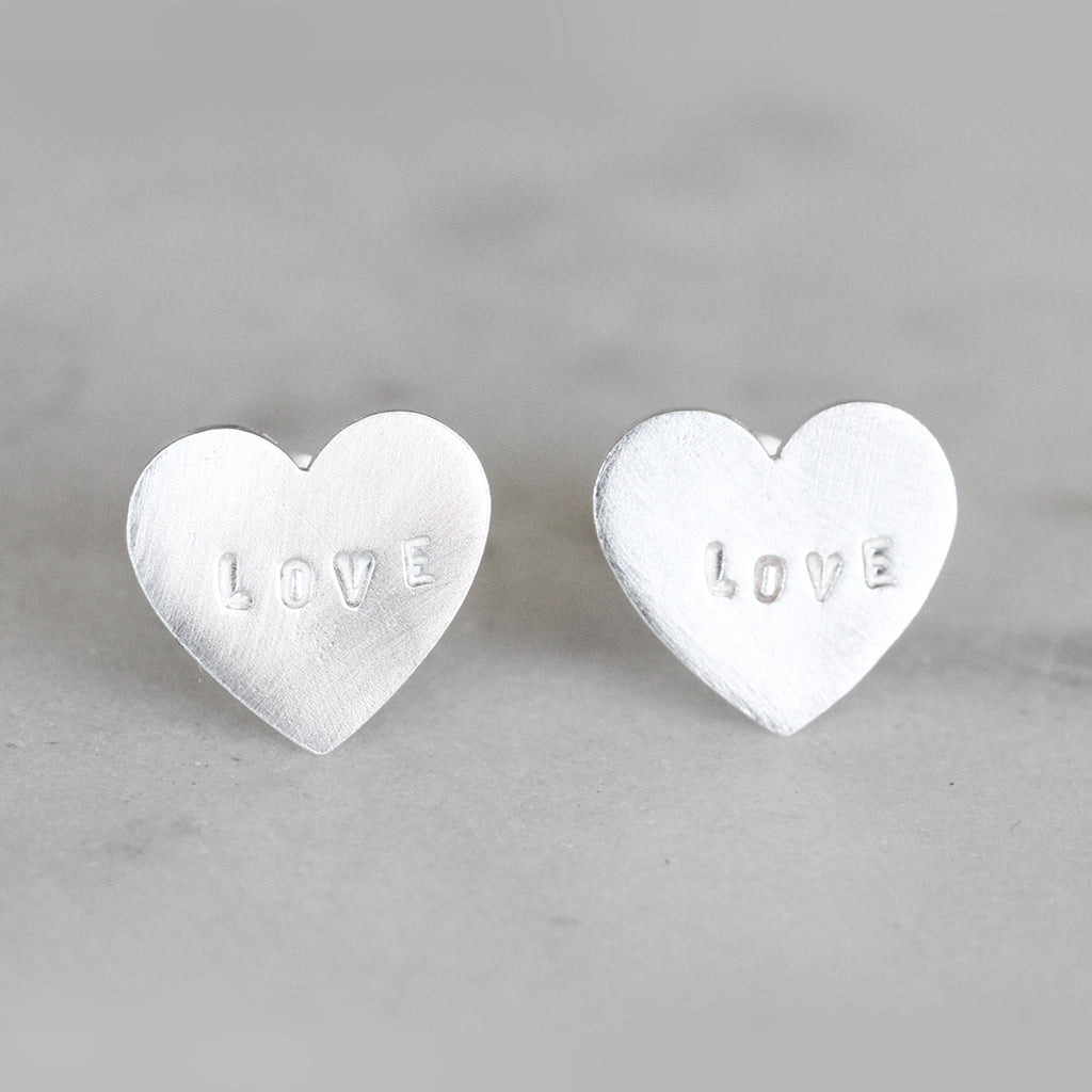 love heart silver earrings