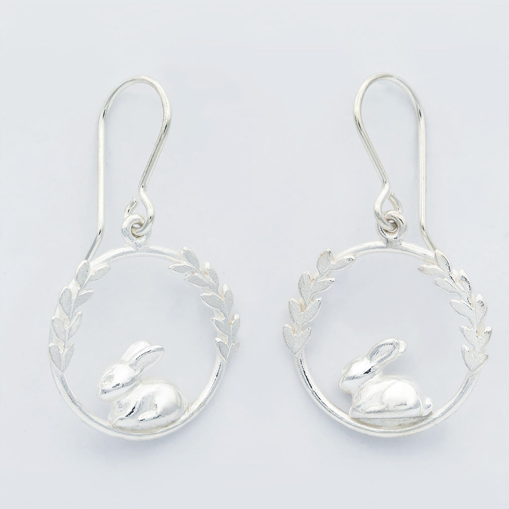silver rabbit earrings