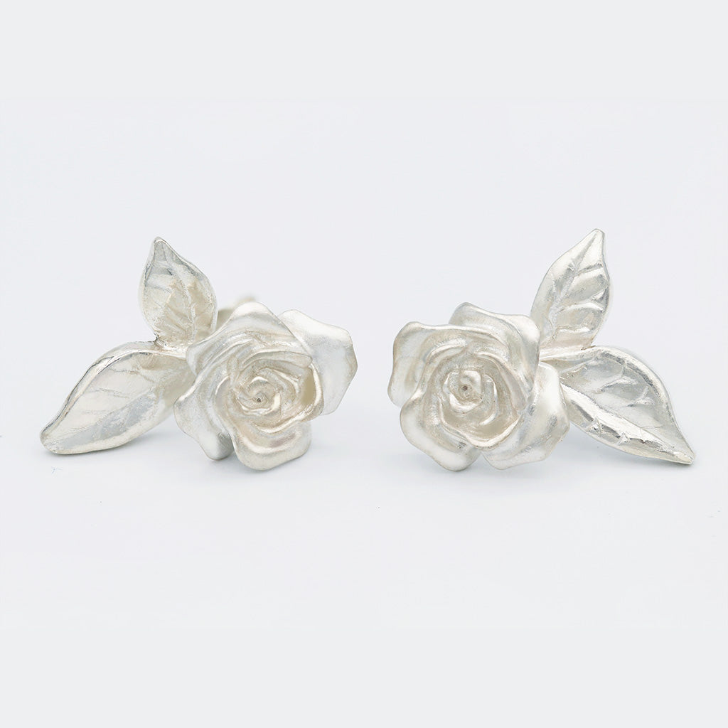 rose earrings in sterling silver