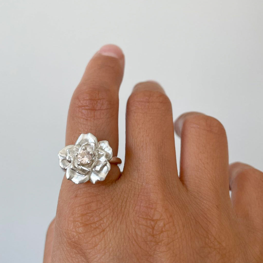 rose ring in silver