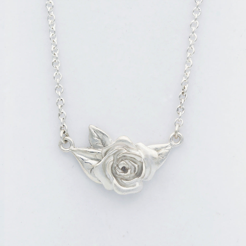 rose necklace in sterling silver