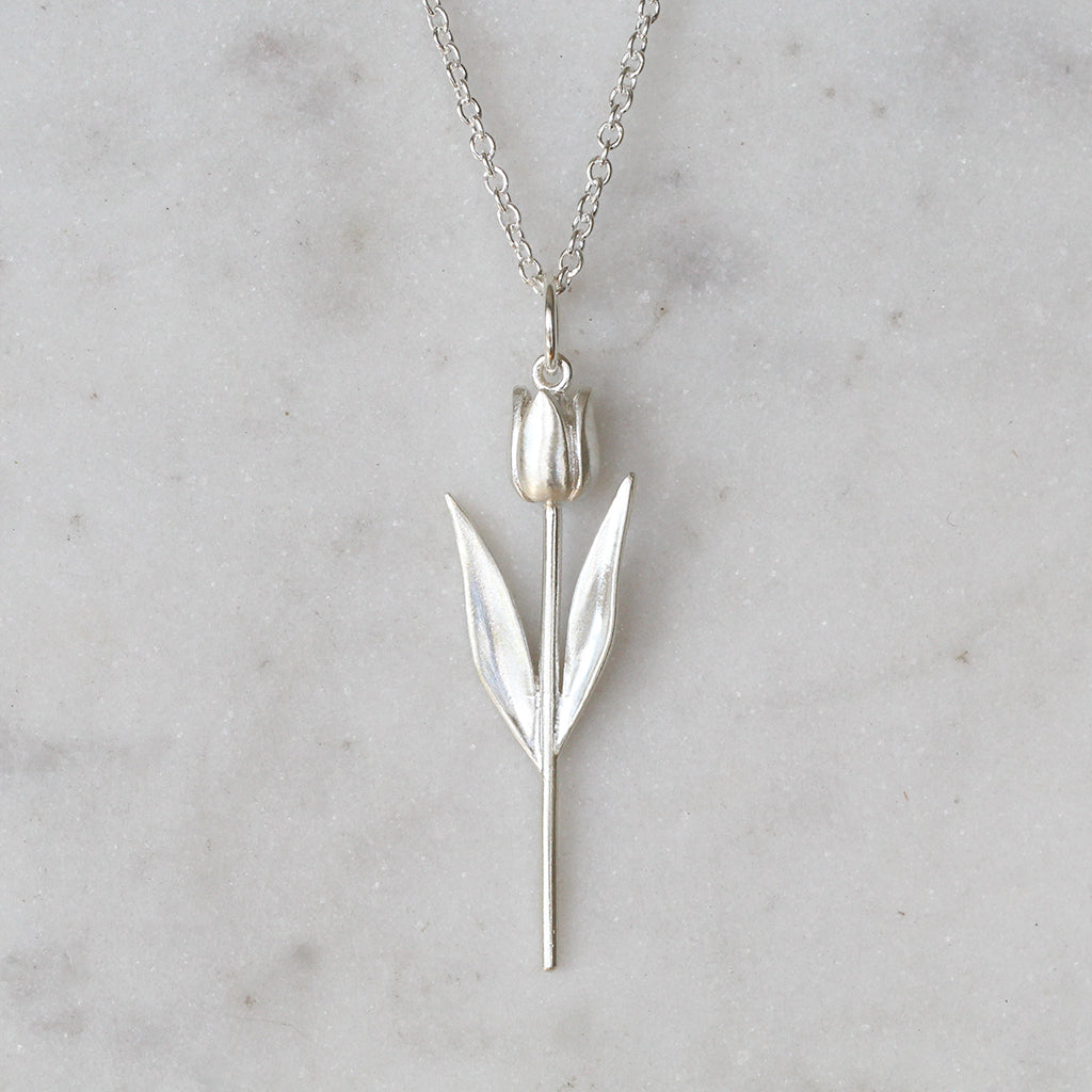 tulip necklace in sterling silver