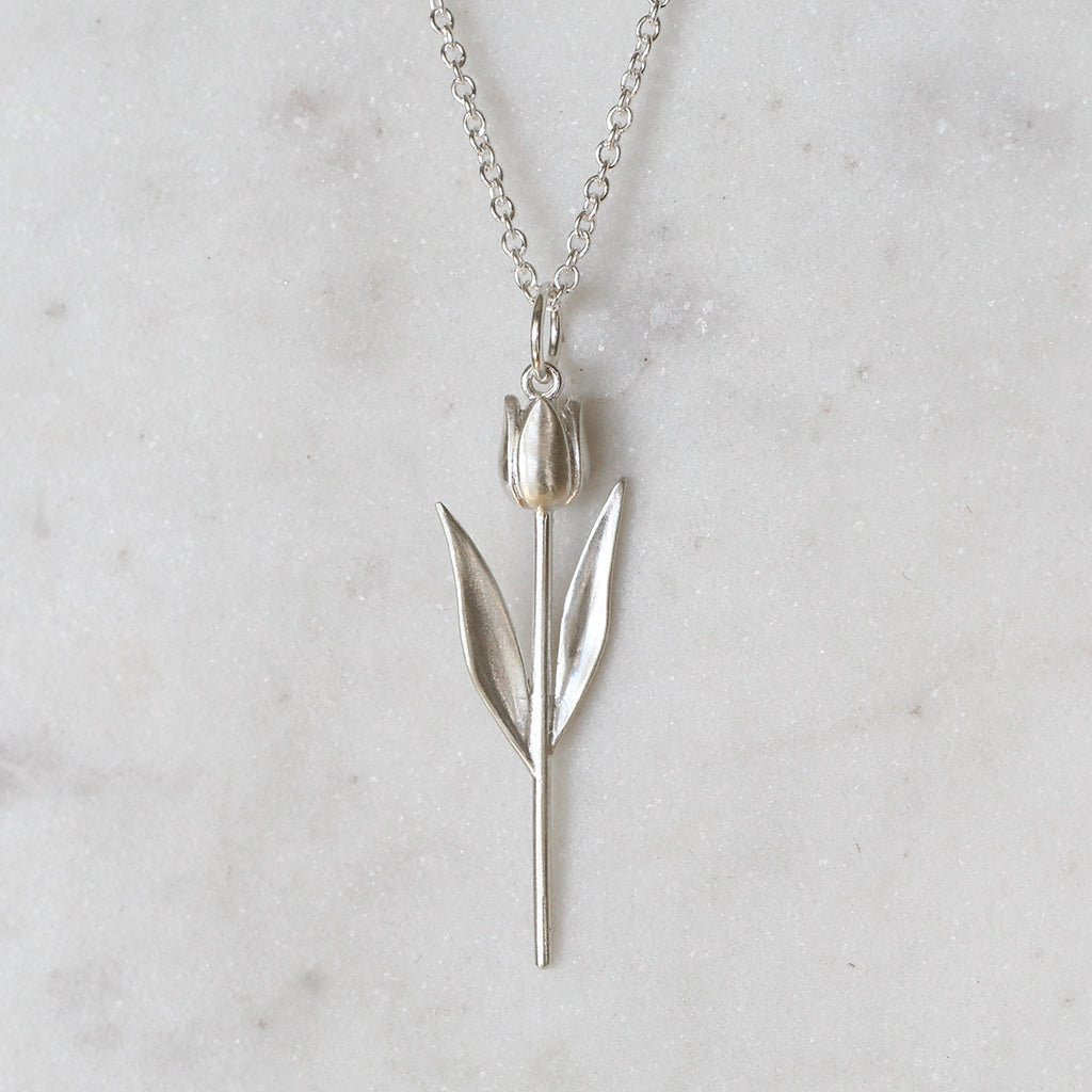 silver tulip necklace