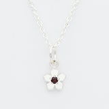 Birthstone Flower Necklace - January / Garnet