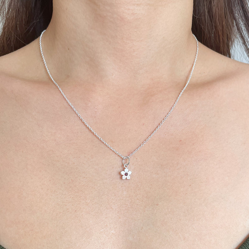 Birthstone Flower Necklace - January / Garnet