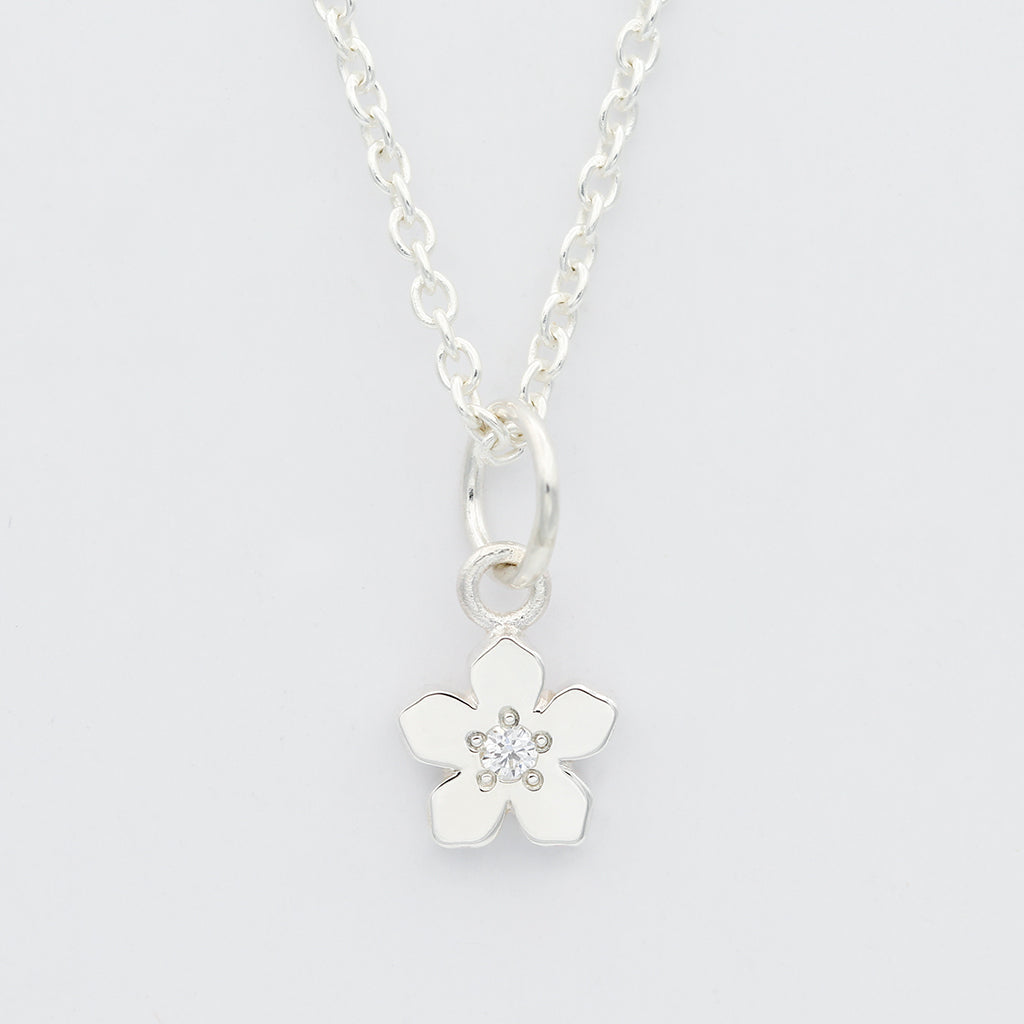 April diamond birthstone flower necklace