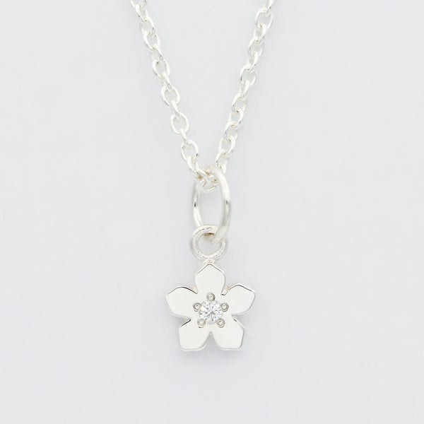 April diamond birthstone flower necklace