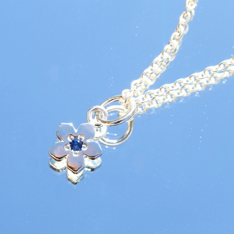sapphire forget me not necklace