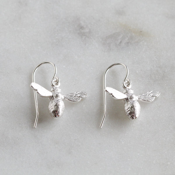 bee silver earrings