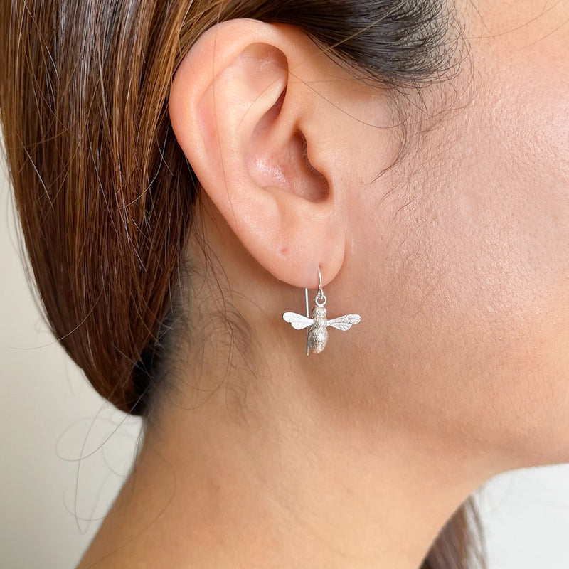 bee earrings silver