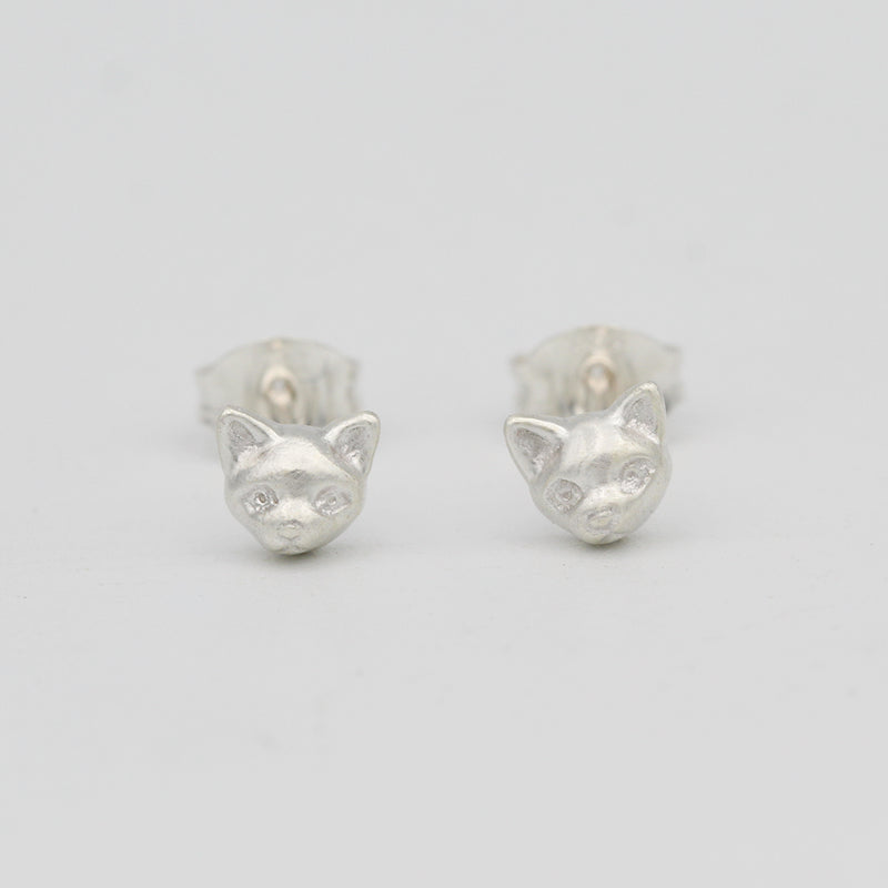 cat earrings silver