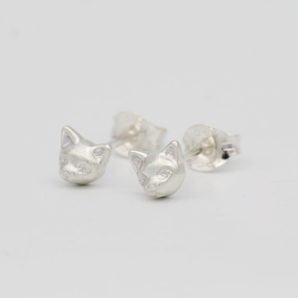 silver cat earrings