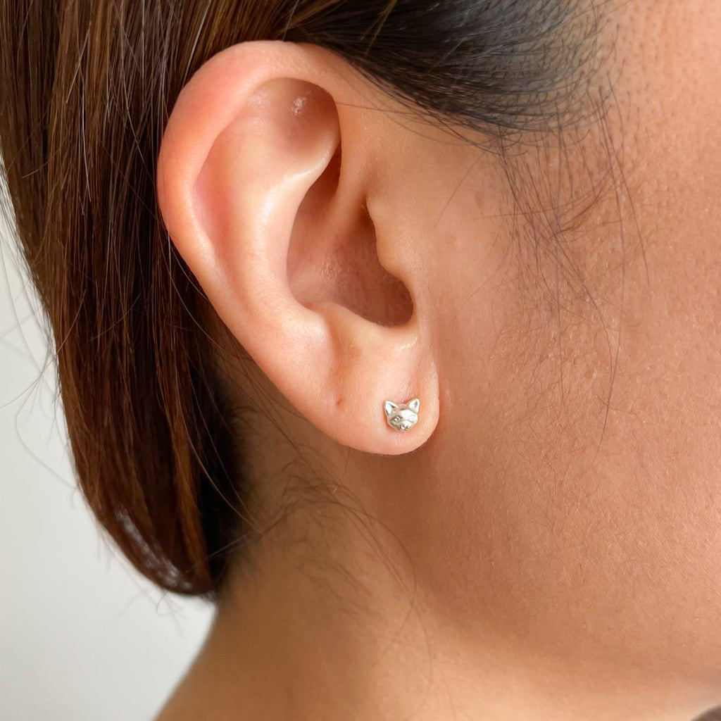 cat earrings sterling silver