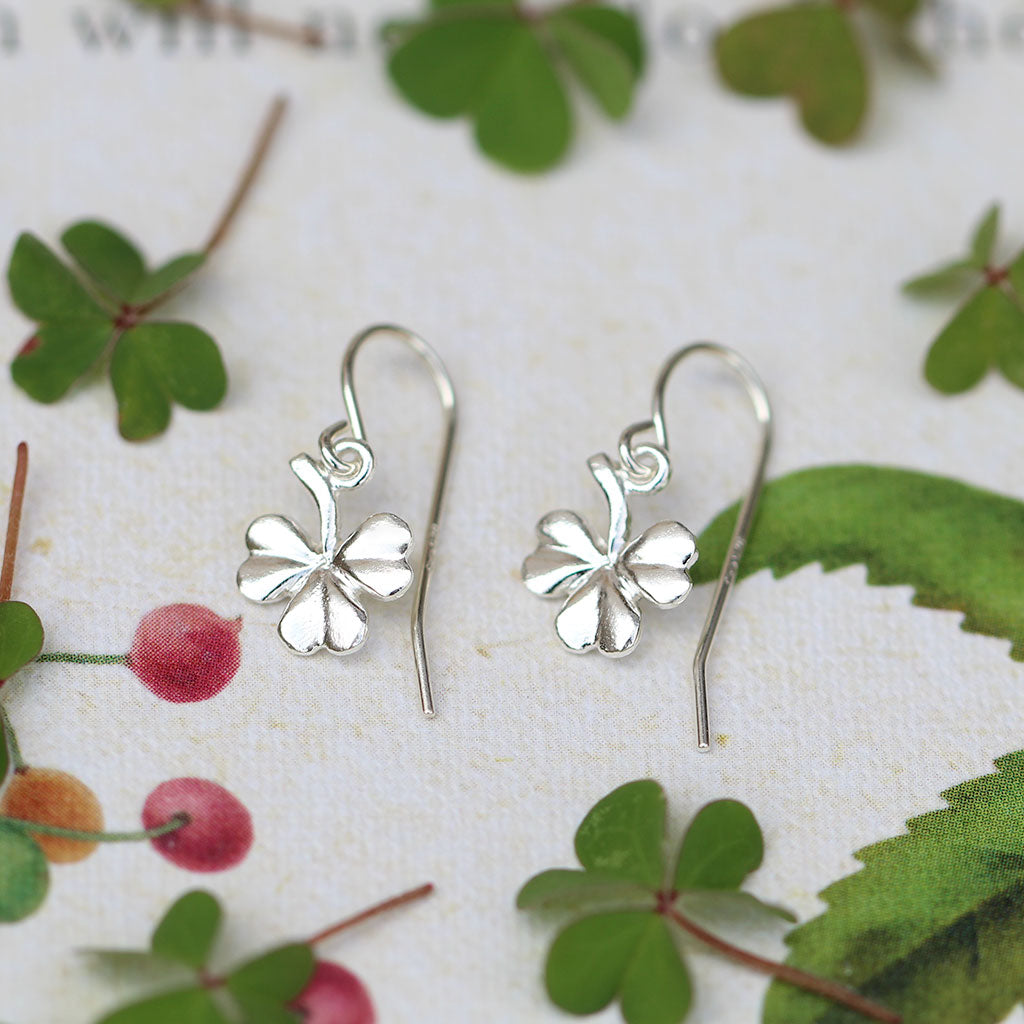 Three leaf clover earrings in sterling silver