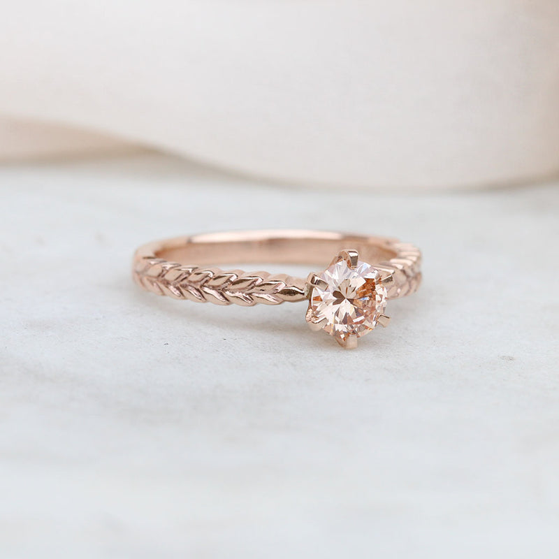 Diamond Silver fern engagement ring in rose gold