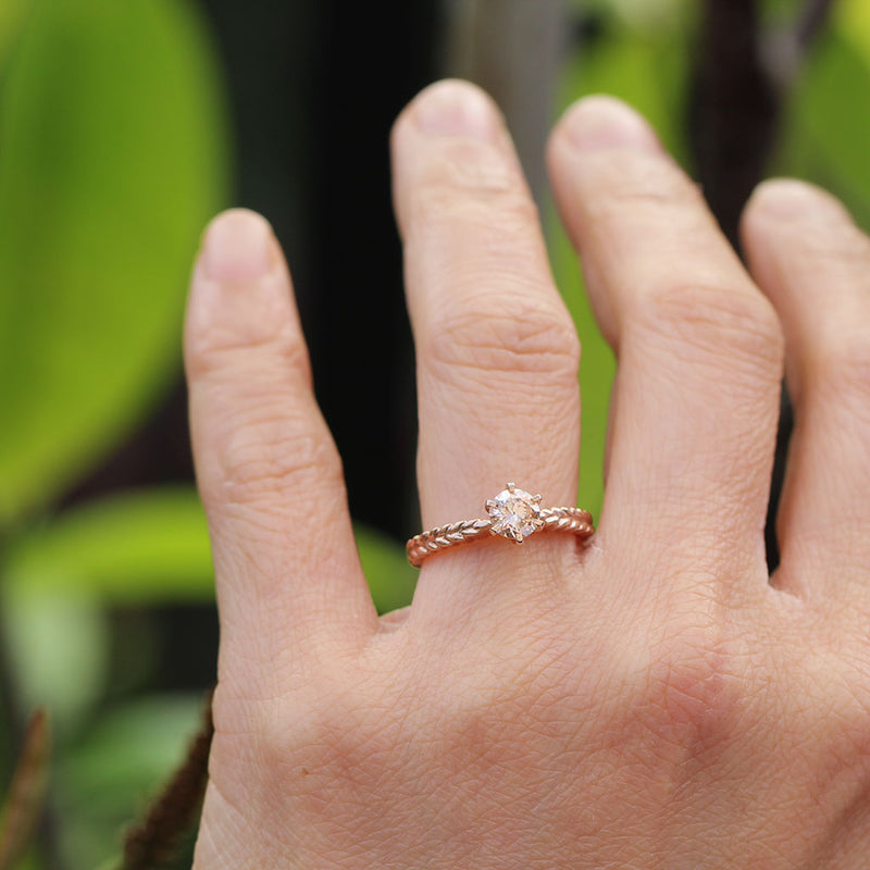 Silver fern diamond engagement ring