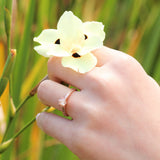 Diamond silver fern engagement ring in rose gold