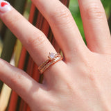 Silver fern engagement ring with silver fern wedding ring