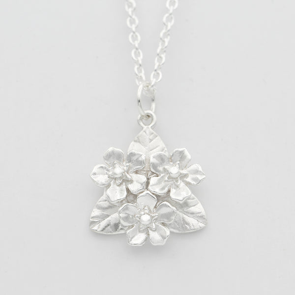 forget me not bouquet necklace silver