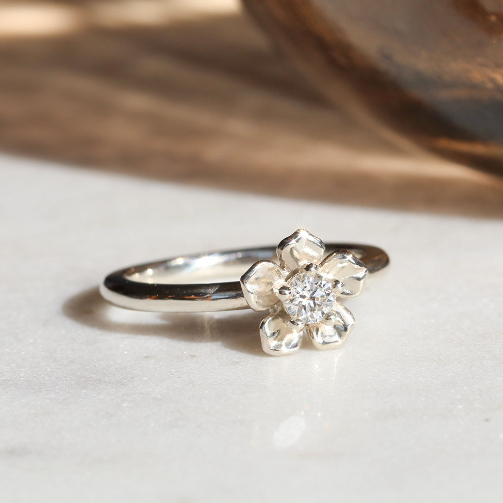 forget me not flower engagement ring