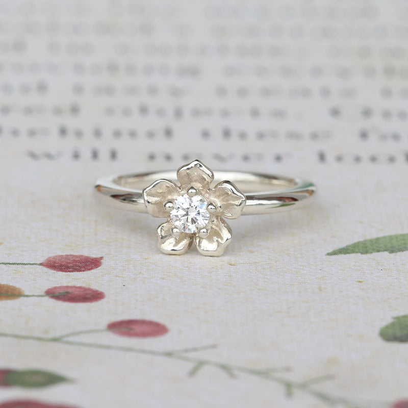 diamond forget me not engagement ring