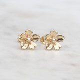 Gold forget me not flower earrings